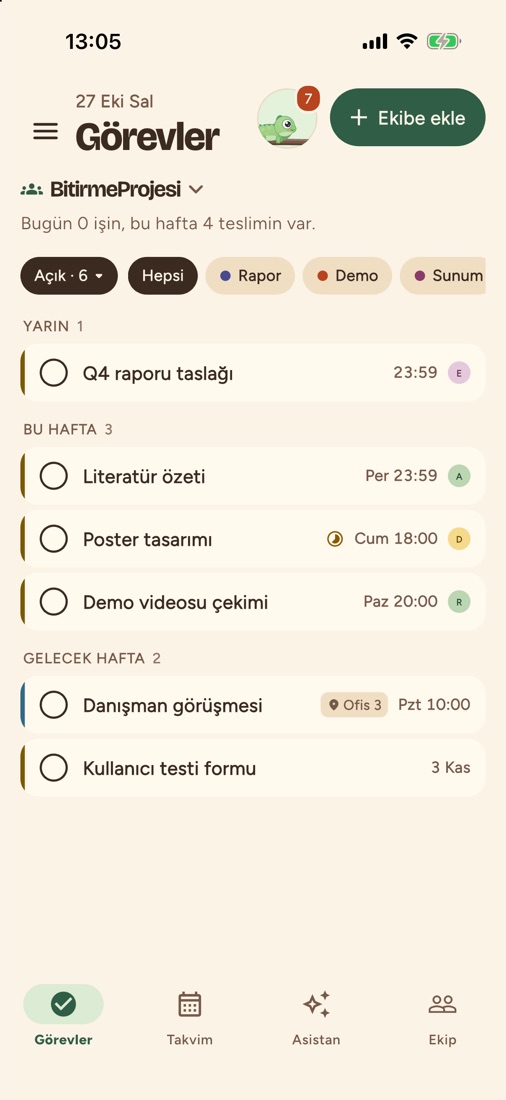 Termin ekip ekranı